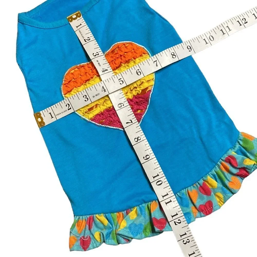 Rainbow Heart Ruffled Dog Dress